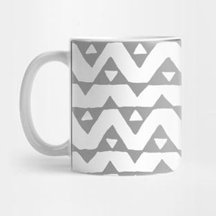 Grey and White Hand Drawn Triangle Chevron Pattern Mug